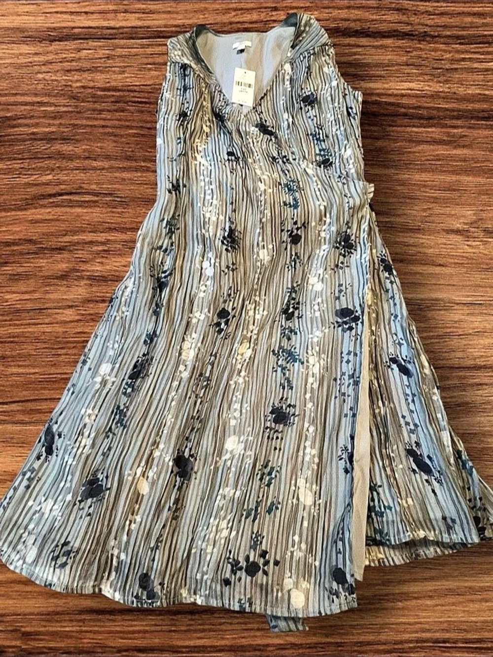 👓 J. Jill Tencel Floral Crinkle Asymmetrical Midi Dress NWT Size 12P